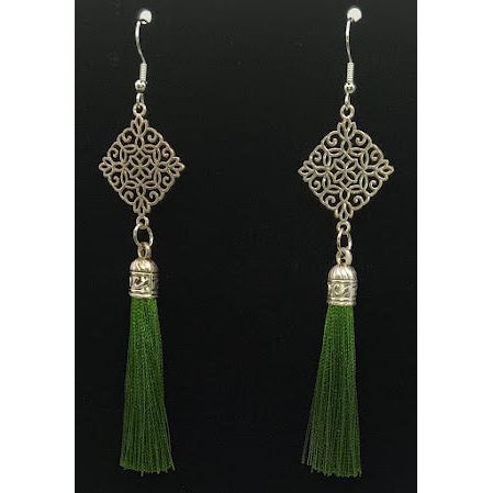 Green Tassel Earrings